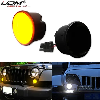 IJDM LED dienas gaitas lukturi Pagrieziena Signāla Montāža 07-17 Jeep Wrangler (Balts LED kā Dienas Gaitas Lukturi & Amber LED kā Pagrieziena Signālu Gaismas