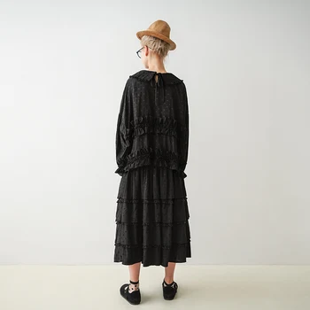 Imakokoni oriģinālu melnu polka dot svārki sieviešu rudens augsta vidukļa vidēja garuma thin-line svārki