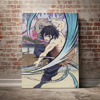 Inosuke Hashibira Kimetsu nav Yaiba anime Audekla plakāta Krāsošana sienas, Mākslas dekors Dzīvojamā istaba Guļamistaba Studiju Sākuma Apdare Izdruku