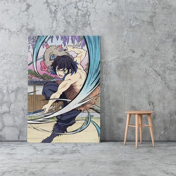 Inosuke Hashibira Kimetsu nav Yaiba anime Audekla plakāta Krāsošana sienas, Mākslas dekors Dzīvojamā istaba Guļamistaba Studiju Sākuma Apdare Izdruku