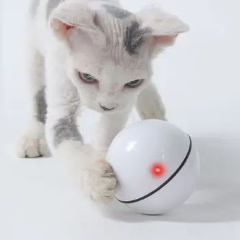 Interaktīvais Kaķis Rotaļu Bumbu Smart USB Uzlādējams Led Gaismas Rotējošu Bumbu Mājdzīvnieki Spēlē Rotaļlietas Kustības aktivizē Pet Bumbu Kaķis