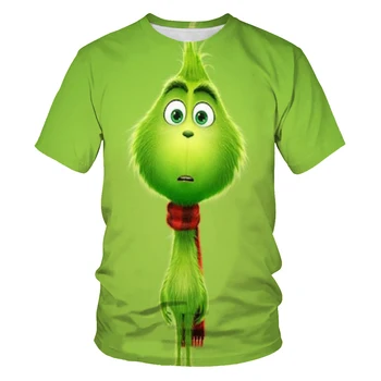 Ir 2021. Jaunu 3D iespiests T-krekls filmu zaļā grinch T-krekls top modes gudrs dzīvnieks modelis vīriešu un sieviešu modes apģērbu T-krekls