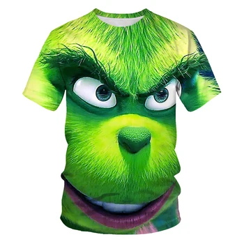 Ir 2021. Jaunu 3D iespiests T-krekls filmu zaļā grinch T-krekls top modes gudrs dzīvnieks modelis vīriešu un sieviešu modes apģērbu T-krekls