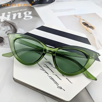 Ir 2021. Jaunu Modes Cat Eye Saulesbrilles Plastmasas Sieviešu Vintage Mazo Trīsstūri, Saules Brilles Sieviešu Kniežu Brilles UV400 Oculos Feminino