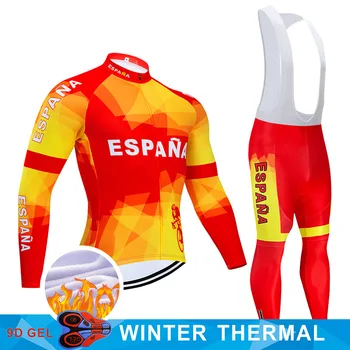 Ir 2021. Komanda ESPANA Ziemas Velo Jersey 9D Komplekts MTB Vienotu Velosipēdu Apģērbu Vīriešiem, Ropa Ciclismo Siltuma Vilnas Velosipēdu Velosipēdu Valkā