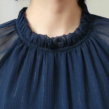 Ir 2021. Modes Sieviešu Šifona Blūzes ar garām Piedurknēm O-veida kakla Elegants Sieviešu Apģērbu Gadījuma Sieviešu Topi Biroja Dāma 5400 50