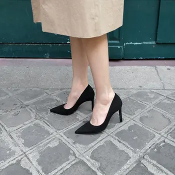 Ir 2021. Pavasara Sievietes sexy Ādas augstpapēžu kurpes Sūkņi Duncis dāmas Modes Sieviešu Kurpes Biroja Lady Plus Lieluma Vienas Kurpes