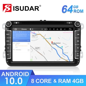Isudar Auto Multimedia player Android 10 GPS 2 Din Auto Radio Audio Auto VW/Volkswagen/POLO/PASSAT/Golf 8 Kodolu, RAM 4G 64G DVR