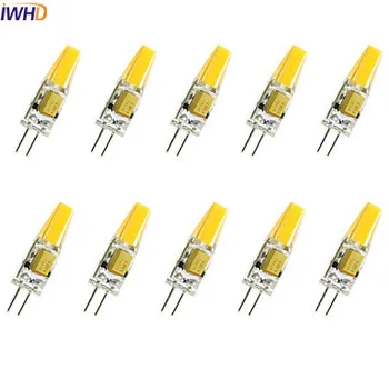 IWHD 2W COB G4 LED 12V Spuldzes 120LM Mini 220V LED G4 Bi-pin Gaismas Silts Balts/Balts Aizvietot Halogēna Lustras 10PCS