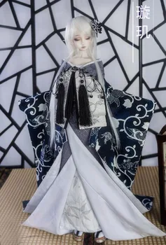 Japāņu Stila maiga vēja Tumši zils Kimono 1/3 1/4 1/6 Tēvocis Zēns Meitene SD MSD YOSD BJD Leļļu Apģērbs