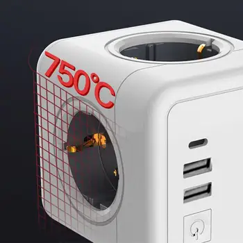 Jaudas Sloksnes ES Kontaktdakšu Sienas USB Ligzdas Adapteris Power Cube 4 Smart Adapteris Vietās Elektrisko Mājas Ceļojuma Cube Jaudas Sloksnes