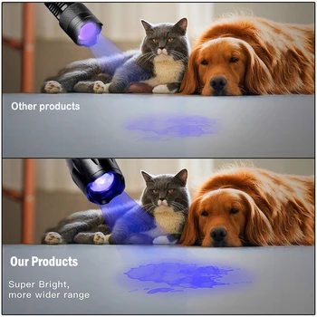 Jauna UV Led Lukturīti 365nm Ultra Violetās Uv Lukturīti Neredzams Zoomable Lāpu Pet Traipu Medību Marķieri Pārbaudītājs