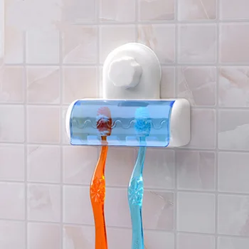 Jaunas Plastmasas sienas stiprinājums zobu suku turētājs ar piesūcekni, zobu suku uzglabāšanai plauktu Kārtotāju, vannas istabu aksesuāri