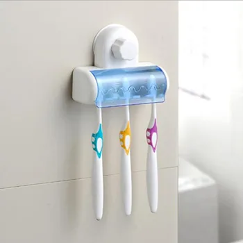 Jaunas Plastmasas sienas stiprinājums zobu suku turētājs ar piesūcekni, zobu suku uzglabāšanai plauktu Kārtotāju, vannas istabu aksesuāri