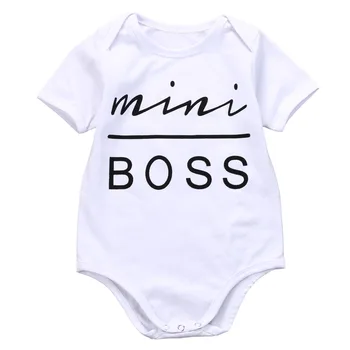 Jaundzimušo Bērnu, Zēnu, Meiteņu Kokvilnas Bodysuit Īsām Piedurknēm Mini Boss Jumpsuit Oufits Sunsuit Bērniem Drēbes