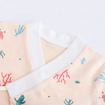 Jaundzimušā Bērna Puika Meitenes Cieto Karikatūra Izdrukāt Dzijas Drēbes Kimono Romper Jumpsuit Sleepwear Tīras Kokvilnas Vasaras Apģērbu Roupa