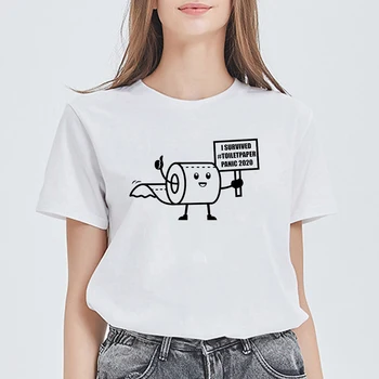 Jauns T krekls Sieviešu Pop Smieklīgi Lielajam Grafiskais Tualetes Papīrs Gudrs T-krekls Harajuku visu izturēju LIELU TUALETES PAPĪRA 2020. gadam Tshirt