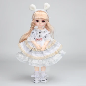 Jaunu 1/6 BJD Blyth Lelle Ar 3D Skropstu Balta Āda Skolā Vienotu Princese Saģērbt Cute Smaidu Lelle Sieviete Kailu Meiteni Rotaļlieta Dāvana