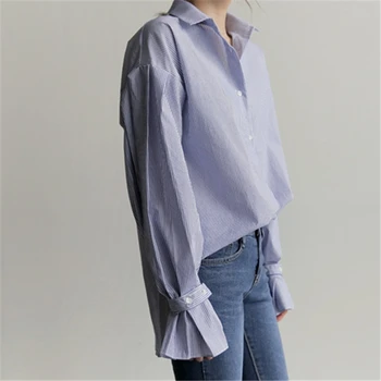 Jaunu 2021. gada Rudenī, Pavasarī Sieviešu Blūze Ikdienas Modes korejiešu Stila Krekls Savvaļas Izlīdzināšanu Piedurknēm Dāmu Apģērbu Tunika Topi BL1631