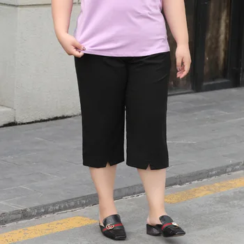 Jaunu 2021 Korejas vasarā plus lieluma bikses sievietēm, lieliem mīksti ikdienas kokvilnas melni taisni plānās kabatas bikses 3XL 4XL 5XL 6XL 7XL
