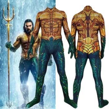 Jaunu Aquaman Arthur Karija Cosplay Kostīmu Supervaronis Zentai Bodysuit Uzvalks Jumpsuits Halloween