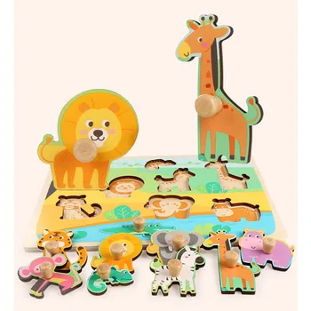 Jaunu Bērnu Montessori Rotaļlietas Bērnu Roku Satveriet Koka Puzzle Mācību Izglītības Rotaļlieta Bērniem Kleita Maiņa/Mērci Jigsaw