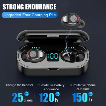 JAUNU F9 Bezvadu Bluetooth Austiņas ar Mikrofonu Touch Kontroli Mini HIFI auss Earbuds Sporta Darbojas Austiņas HD Zvanu