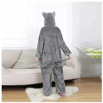 Jaunu onesie sieviešu Multiplikācijas filmu dzīvnieku viengabala pidžamas ar mēles Husky pāris gadījuma vīrieši sleepwear mājās pakalpojumu кигуруми для детей