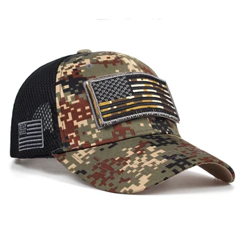 Jaunu Taktisko Maskēties Beisbola Cepurītes Vīriešu Vasaras Acs Militārās Armijas Vāciņi Izgatavoti Trucker Cap Cepures Ar ASV Karogu Plāksteri