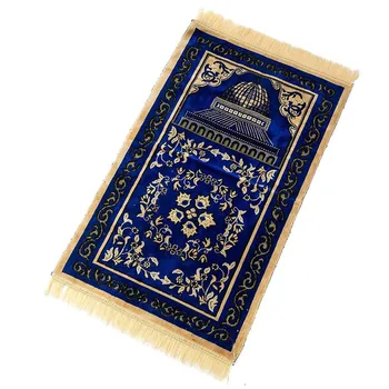 Jaunu Ziedu Islāma Lūgšanas Mat Kašmira-Kā Musulmaņu Lūgšanu Paklājiņš, Sedziņa Zila Zaļie Salāti Musallah Ceļojumu Lūgšanu Paklājs Paklāju Tapete