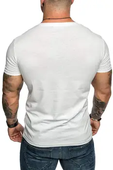 Jaunu zīmolu vīriešu T-krekls modes slim Apaļu kakla vienkrāsainu kokvilnas gadījuma sports īsām piedurknēm top Eiropas standarta izmērs M-5XL