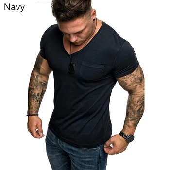 Jaunu zīmolu vīriešu T-krekls modes slim Apaļu kakla vienkrāsainu kokvilnas gadījuma sports īsām piedurknēm top Eiropas standarta izmērs M-5XL