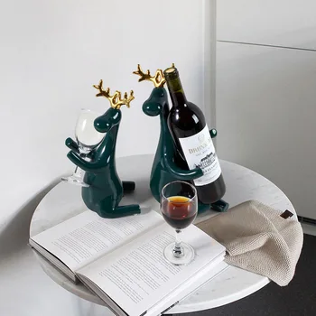 Jaunā Eiropas stilā, Radošās Keramikas Briežu Apdare Amatniecības Vīna plaukts Mājas Dzīvojamā istaba Personības Elk Vīna glāzi Rota Dāvanu