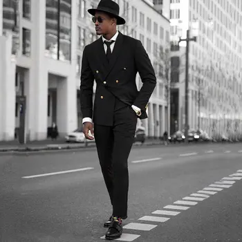 Jaunākās Dizaina Gadījuma Black Kostīmi Vīriešu Biznesa Žakete Dubultā Krūtīm, de trajes hombre Kostīmu Homme Slim Terno Masculino