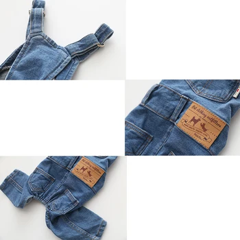 Jaunākās Modes Pet Suņu Apģērbu Četrām Kājām Pavasara Apģērbu Sabiezējums Džinsi Suns Jumpsuits Atdzist Apģērbu Maziem Lieliem Suņiem