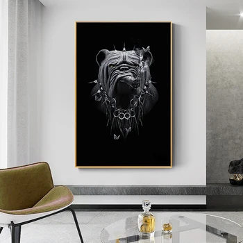 Jautri Mākslas Smēķēšanas Suns Kanvas Glezna Plakāti un Izdrukas Black Dzīvniekiem, Wall Art Pictures Mājas Dzīvojamā Telpu Dekorēšana