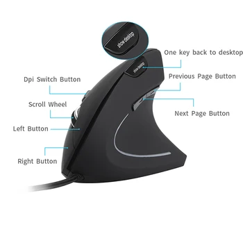 Jelly Ķemme ar Vadu USB Kabeļa Vertikālās Peli, lai Portatīvo DATORU Labās Rokas Mazo Ergonomisks Mouse1000/2400/3200 DPI Dators, Optiskā Pele