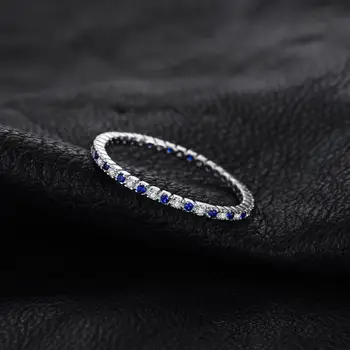 JewelryPalace Izveidots Blue Spinel Gredzens 925 Sterling Silver Gredzeni Sieviešu Kāzu Gredzeni Mūžību Joslā Sudrabs 925 Smalkas Rotaslietas