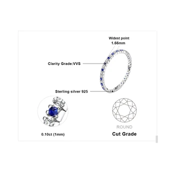 JewelryPalace Izveidots Blue Spinel Gredzens 925 Sterling Silver Gredzeni Sieviešu Kāzu Gredzeni Mūžību Joslā Sudrabs 925 Smalkas Rotaslietas
