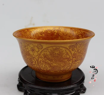 Jingdezhen keramikas atdarina Yellow Dragon bļodā antīko Jiulong porcelāna bļoda mājas apdare