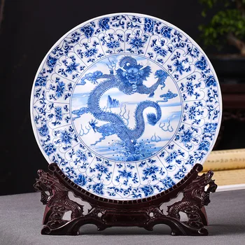 Jingdezhen Keramikas Zilā un Baltā Porcelāna Karājas Plāksne Apdares Plāksnes Ķīna Stila Dzīvojamā Istaba Mājas Apdare Amatniecības