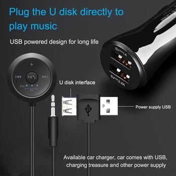 JINSERTA Automašīnas Bluetooth, FM Raidītājs AUX Auto Hands-free Audio Uztvērēju Automašīnas Komplektu A2DP Mūzikas Atskaņotājs