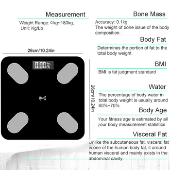 Joga Ķermeņa Tauku Apjoma Smart BMI Mēroga LED Digitālā Vannas istaba Bezvadu Svars Apjoma Līdzsvaru Bluetooth APP Android vai IOS