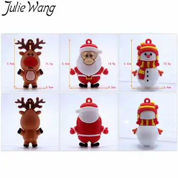 Julie Wang 20PCS Silikona Ziemassvētku Piekariņi Par Keychain Karikatūra Ziemassvētku Sniegavīrs Briežu Rotaslietu izgatavošana Piederums Taustiņu Ķēdi Apdare