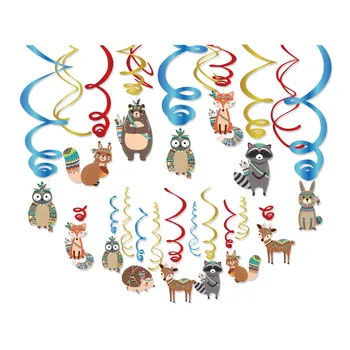 Karikatūra Džungļu Savvaļas Dzīvniekiem, Kas Karājas Swirls Baby Dušas Safair Mežu Indijas Dzīvniekiem, Folija Spirāli Bērniem Dzimšanas Dienas Ballīti Dcorations