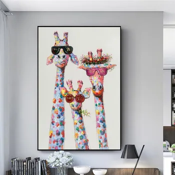 Karikatūra Žirafes ģimenes Plakātu Sienas Mākslas Dekoru Kanvas Glezna Drukāt Audekls Art Pictures bērnistabai Ziemeļvalstu Mājas Dekoru