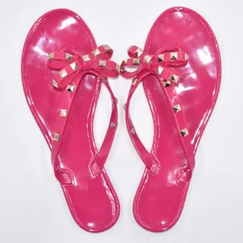Karstā 2020. gadam, Modes Sieviete, Flip Flops, Vasaras Kurpes Cool Pludmales Kniedes lielo loku dzīvoklis sandales Zīmola jelly kurpes sandales meitenēm 36-42 izmērs