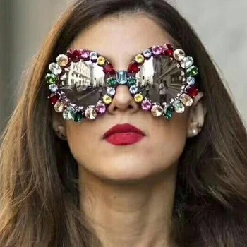 Karstā Modes Zīmola dizaineru saulesbrilles sieviešu Dimanta Kristāla Kārta augstas kvalitātes Diezgan spogulis augstas kvalitātes Sieviešu, Saules Brilles