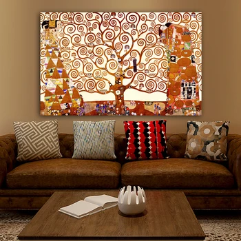Karstā pārdot Gustava Klimta Dzīvības Koks Audekla Apgleznošana Sienu Mākslas Izdrukas, Plakāti Klasiskā Abstrakta Glezna uz audekla, Lai Dzīvojamā Istaba