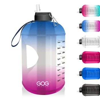 Karstā Pārdošanas Galonu Ūdens Pudele ar Laika Atzīmi un Salmu Motivācijas Ūdens Krūze BPA Free Leakproof Lielas Ūdens Pudeles